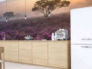 Clearance De Veluwe in de vroege ochtend fotobehang Bloemen