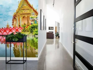 Discount De Wat Plai Laem Boeddhistische tempel met standbeelden fotobehang Architectuur