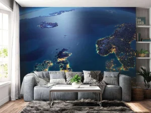 New De wereld in de nacht fotobehang Architectuur