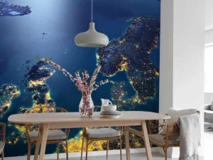 New De wereld in de nacht fotobehang Architectuur
