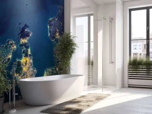 New De wereld in de nacht fotobehang Architectuur