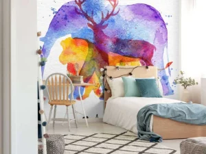 Clearance Dieren aquarel fotobehang Kinderkamer | Dieren