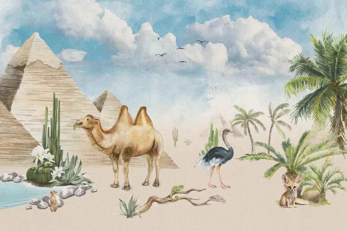 dieren_bij_de_piramides_0.webp Discount Dieren bij de piramides Kinderkamer | Dieren