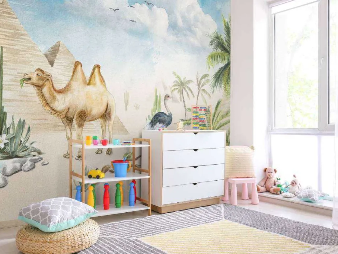 dieren_bij_de_piramides_6.webp Discount Dieren bij de piramides Kinderkamer | Dieren