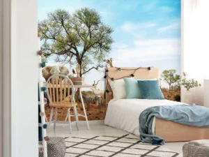 Best Dieren in een droog landschap fotobehang Tienerkamer | Dieren
