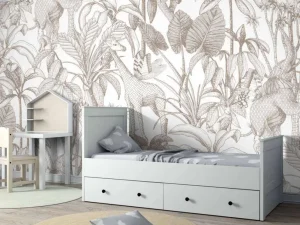 Hot Dieren tussen de palmbomen taupe Kinderkamer