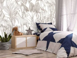 Hot Dieren tussen de palmbomen taupe Kinderkamer