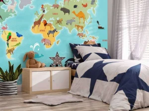 Outlet Dieren wereldkaart Kinderkamer | Dieren