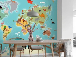 Outlet Dieren wereldkaart Kinderkamer | Dieren