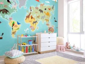 Outlet Dieren wereldkaart Kinderkamer | Dieren