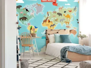 Outlet Dieren wereldkaart Kinderkamer | Dieren