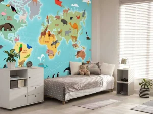 Outlet Dieren wereldkaart Kinderkamer | Dieren