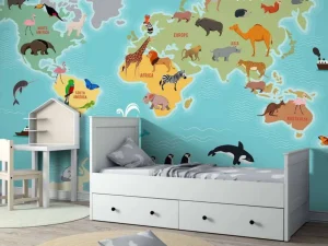 Outlet Dieren wereldkaart Kinderkamer | Dieren