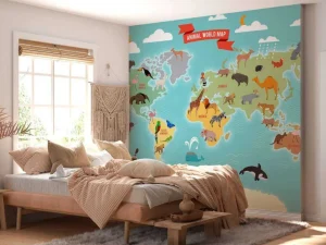 Outlet Dieren wereldkaart Kinderkamer | Dieren