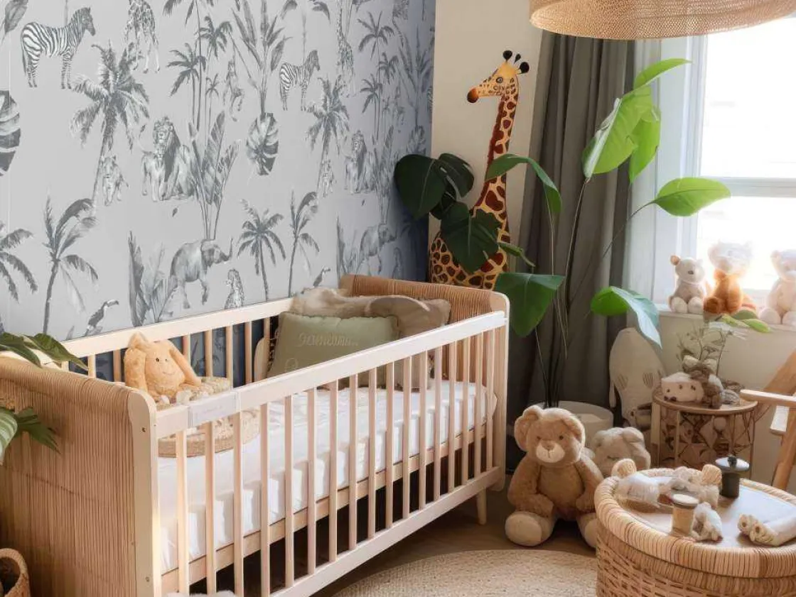 dierenjungle_patroon_grij_1.webp Hot Dierenjungle patroon grijs Kinderkamer