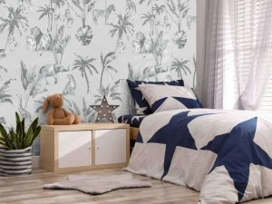 Hot Dierenjungle patroon grijs Kinderkamer