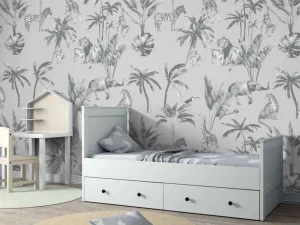 Hot Dierenjungle patroon grijs Kinderkamer