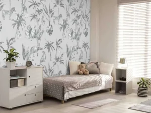 Hot Dierenjungle patroon grijs Kinderkamer