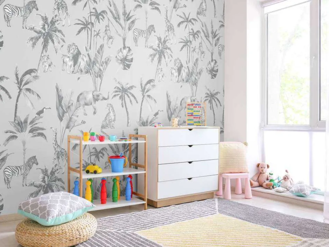 dierenjungle_patroon_grij_6.webp Hot Dierenjungle patroon grijs Kinderkamer
