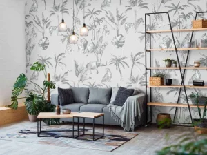Hot Dierenjungle patroon grijs Kinderkamer