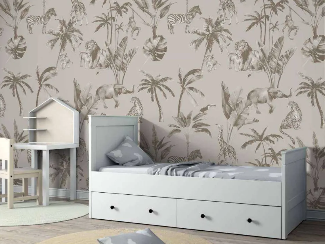 dierenjungle_patroon_taup_3.webp New Dierenjungle patroon taupe Kinderkamer