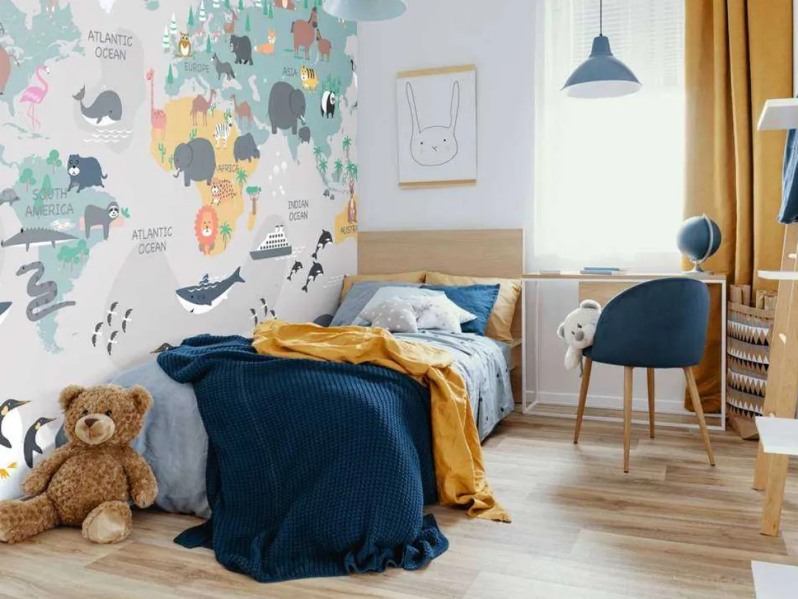 dierlijke_wereldkaart_13.webp Fashion Dierlijke wereldkaart Kinderkamer | Dieren