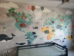 Fashion Dierlijke wereldkaart Kinderkamer | Dieren