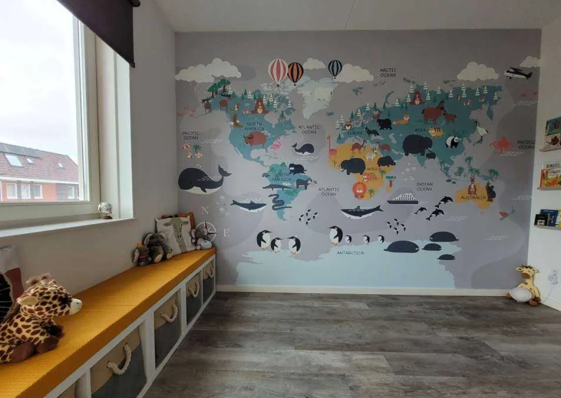 dierlijke_wereldkaart_4.webp Fashion Dierlijke wereldkaart Kinderkamer | Dieren
