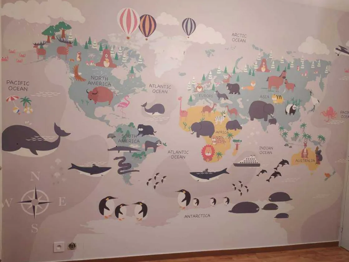 dierlijke_wereldkaart_6.webp Fashion Dierlijke wereldkaart Kinderkamer | Dieren