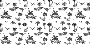 Online Dino patroon in zwart-wit Kinderkamer | Dieren