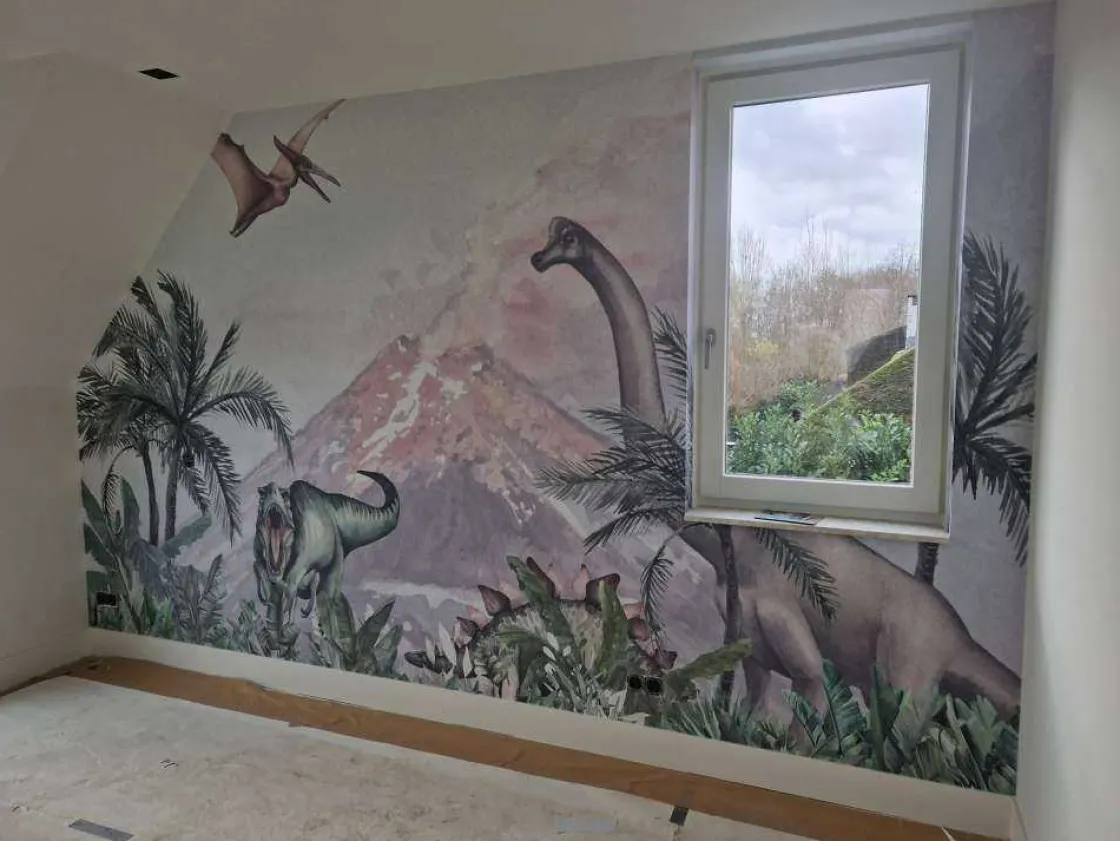 dinos_bij_een_vulkaan_1.webp Online Dino's bij een vulkaan Kinderkamer | Dieren