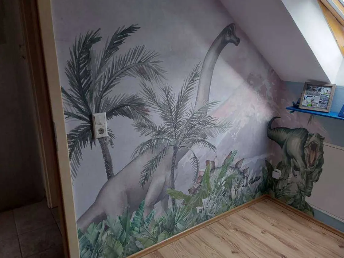 dinos_bij_een_vulkaan_3.webp Online Dino's bij een vulkaan Kinderkamer | Dieren