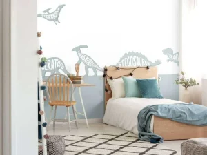 Hot Dino's met tekst in blauw Kinderkamer | Dieren