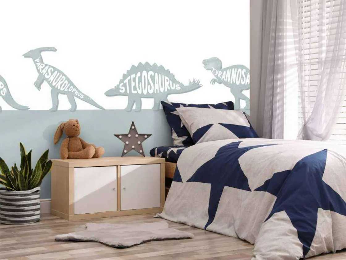 dinos_met_tekst_in_blauw_6.webp Hot Dino's met tekst in blauw Kinderkamer | Dieren