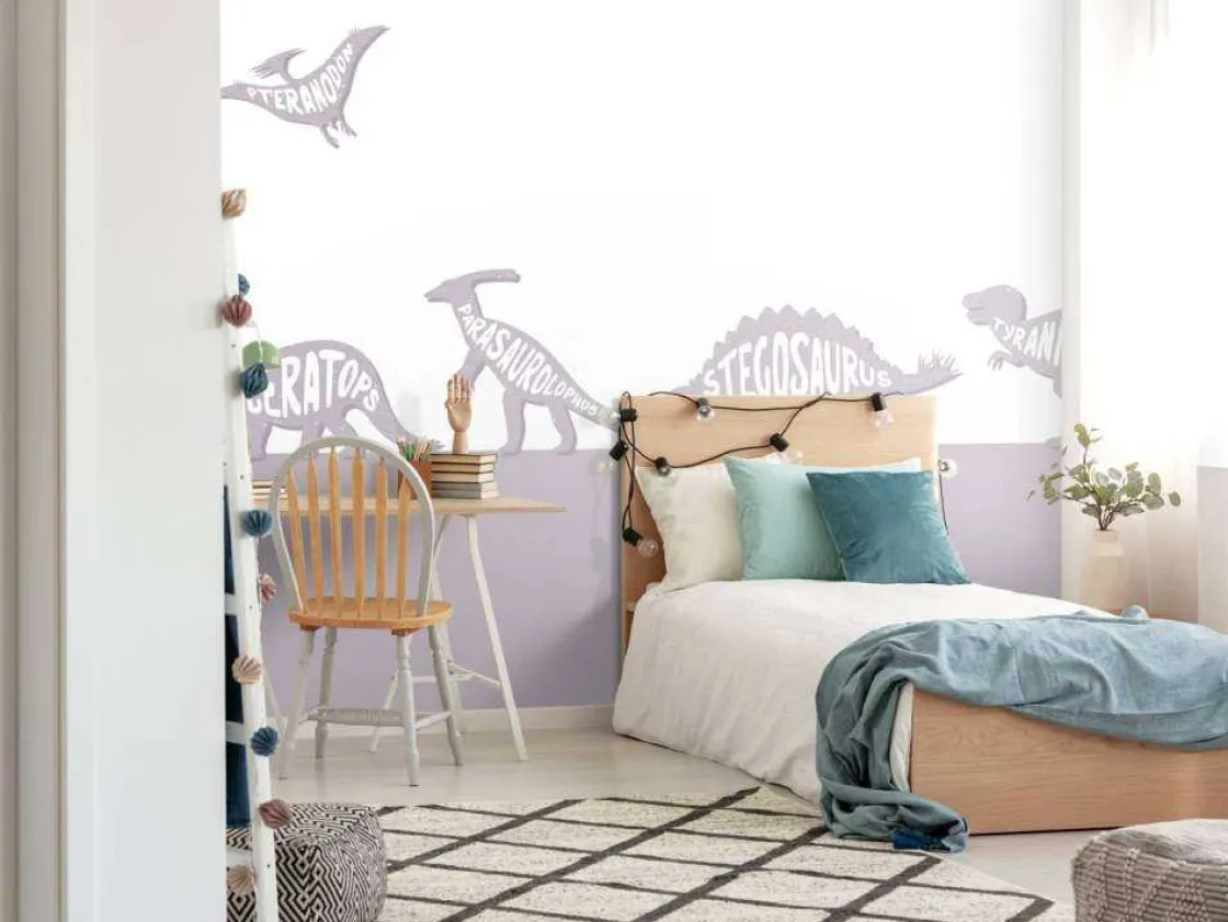 dinos_met_tekst_in_roze_2.webp Clearance Dino's met tekst in roze Kinderkamer | Dieren