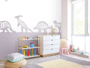Clearance Dino's met tekst in roze Kinderkamer | Dieren
