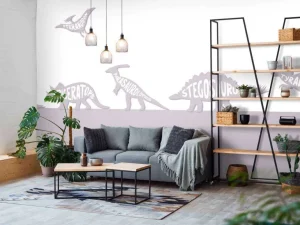 Clearance Dino's met tekst in roze Kinderkamer | Dieren