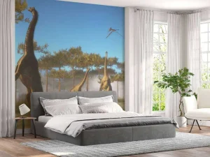 Outlet Dinosaurussen in de mist fotobehang Kinderkamer | Dieren
