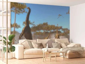 Outlet Dinosaurussen in de mist fotobehang Kinderkamer | Dieren