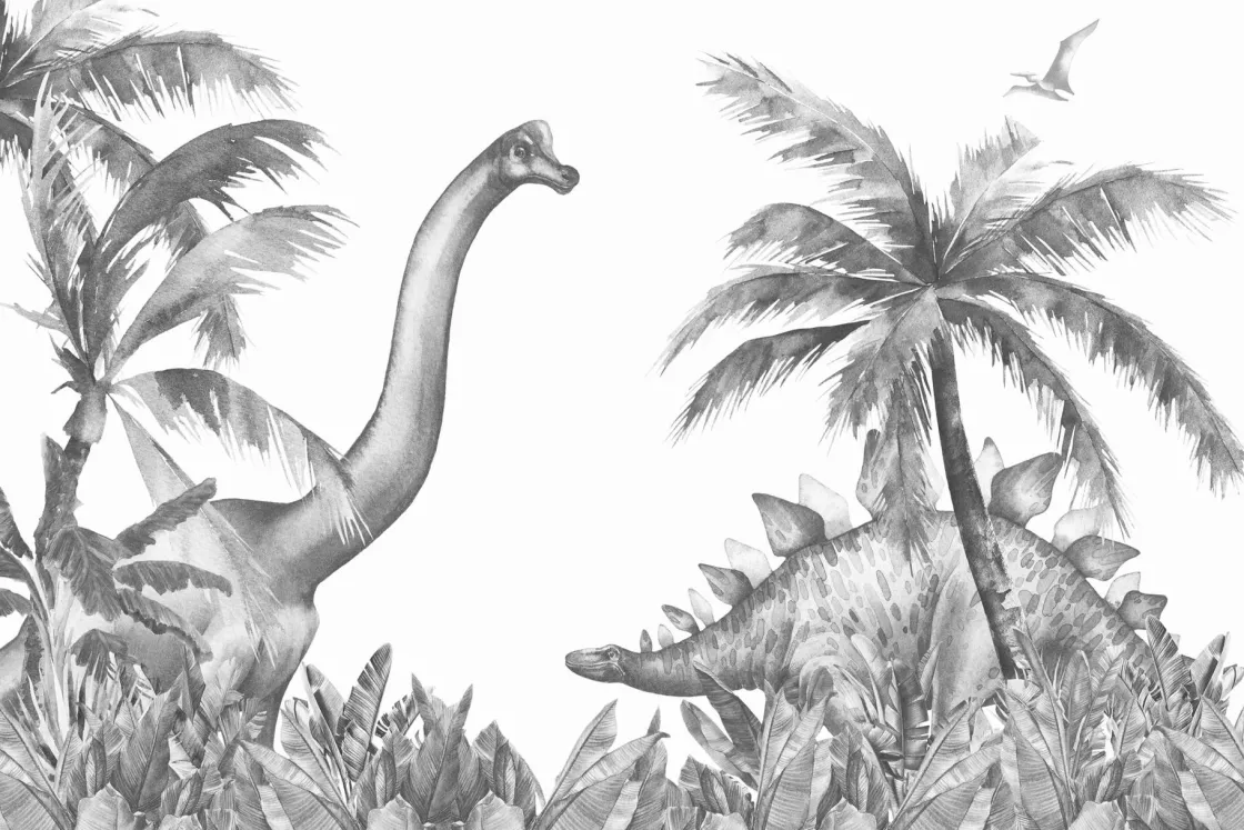 dinosaurussen_in_zwartwit_0.webp Outlet Dinosaurussen in zwart-wit Kinderkamer | Dieren