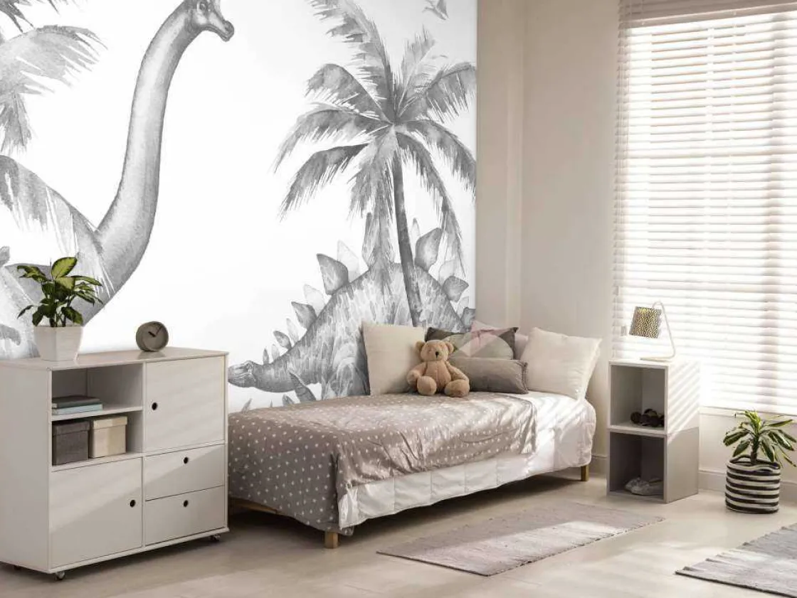 dinosaurussen_in_zwartwit_5.webp Outlet Dinosaurussen in zwart-wit Kinderkamer | Dieren