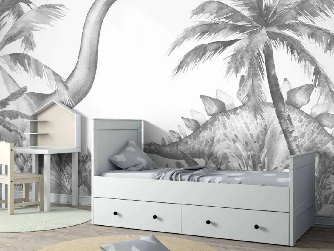 dinosaurussen_in_zwartwit_7.webp Outlet Dinosaurussen in zwart-wit Kinderkamer | Dieren