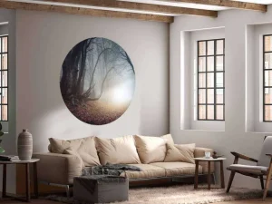 New Donker mistig bos fotobehang Bloemen