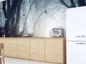 New Donker mistig bos fotobehang Bloemen