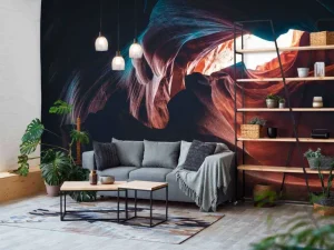 Discount Donkere grot van zandsteen fotobehang 3d