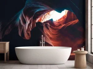 Discount Donkere grot van zandsteen fotobehang 3d