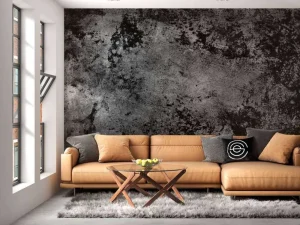 Outlet Donkere muur met textuur fotobehang Woonkamer | Oppervlakten