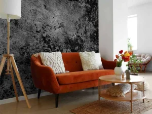 Outlet Donkere muur met textuur fotobehang Woonkamer | Oppervlakten