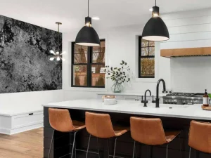 Outlet Donkere muur met textuur fotobehang Woonkamer | Oppervlakten