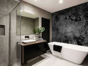 Outlet Donkere muur met textuur fotobehang Woonkamer | Oppervlakten